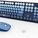 FOPETT Wireless Keyboard and Mouse Combo, 104 Keys Full-Sized 2.4 GHz Round Keycap Colorful Keyboards, USB Receiver Plug and Play, for Windows, Mac, PC, Laptop, Desktop (Gradient Blue)