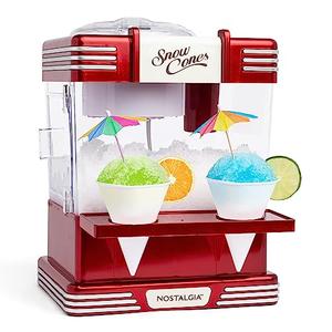 Amazon.com: Nostalgia Snow Cone Shaved Ice Machine - Retro Table-Top Slushie Machine Makes 20 Icy Treats - Includes 2 Reusable Plastic Cups & Ice Scoop - Retro Red: Shaved Ice Machines: Home & Kitchen