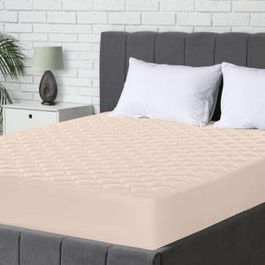 Quilted Mattress Protector 47x72 Inch, Fitted Mattress Topper, Deep Pocket Mattress Cover  (Beige)  