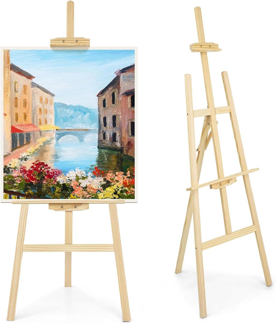 JEAWIWI 1Pcs Wooden Easel for Painting-Adjustable Easel Stand for Painting and Canvas, Holds Up to 42", Lightweight Pine Art Easel Stand, Large Easel for Paint for Beginners, and Artists