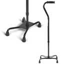 Medline Aluminum Quad Cane with Large Base for Balance, Knee Injuries, Leg Surgery Recovery & Mobility, Portable, Lightweight Walking Aid for Seniors & Adults, 38"