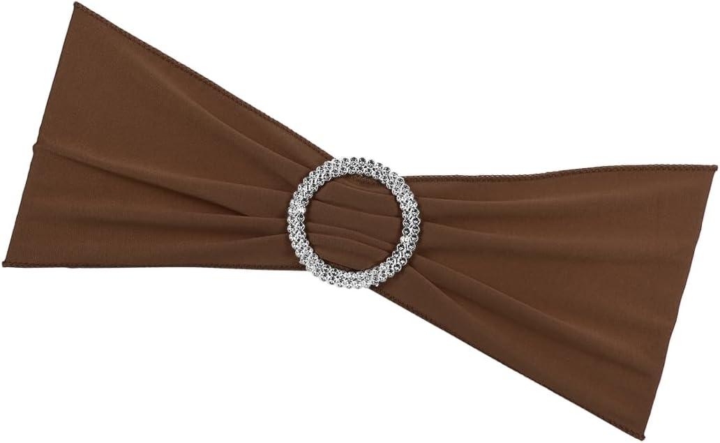 Stretch Chair Sashes Bows - 25 Pack Elastic Chair Bands Sashes Fits for Party Celebrations Graduations - Polyester Elastic Band - (14-inch x 5-inch, Light Brown)