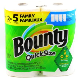 Bounty Quick-Size Paper Towels, White, 16 Family Rolls