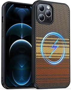 AMILIFECASES Magnetic for iPhone 12 Pro Max Case, Anti-Scratch Carbon Fiber Texture-Compatible with MagSafe - Military Grade Drop Protection - Slim Shockproof Phone Cover 6.7", Coffee