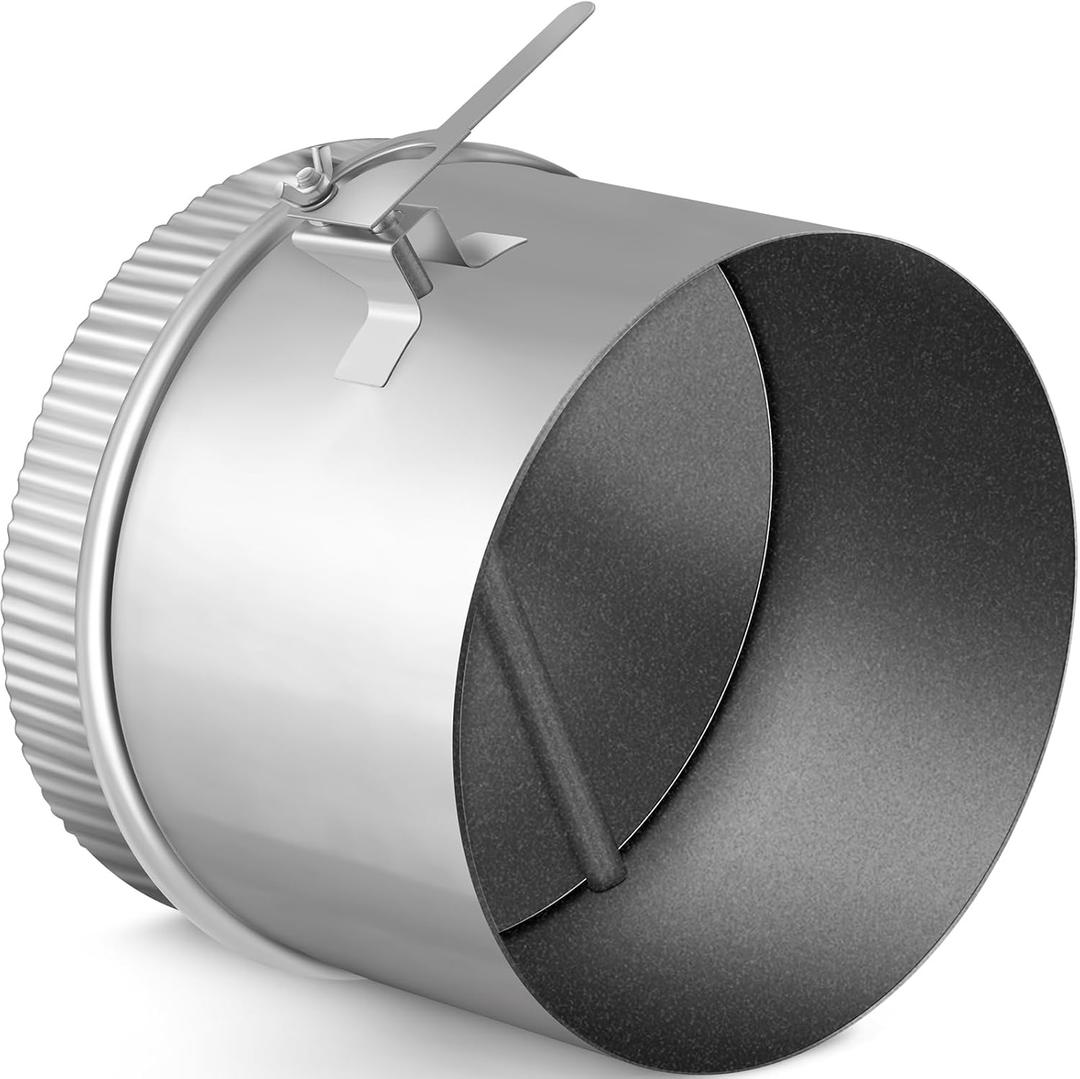 Therwen Backdraft Damper Duct Manual Volume Damper with Sleeve Galvanized Sheet Adjustment Airflow Ducting Branch HVAC Air Balancing for Range Hoods, Fans(1 Pc, 8 Inch)