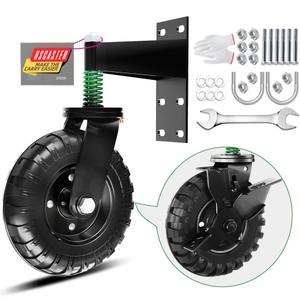 1pack Gate Wheel with Brake 6inch Fence Gate Wheel for Metal Tube Gate 360 Degree Rotation Spring Loaded Heavy Duty Gate Caster with Screws & ScrewdriverAll Black