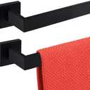 28 Inch Towel Bar 2 Pack for Bathrooms 12/16/20/24/28/32/36 Inch Stainless Steel 304 Matte Black Towel Holder Modern Square Towel Rod Rustproof Wall Mount (2, Matte Black, 28 Inch)