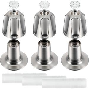 Enhon 3 Piece Shower Knob Replacement Kit Compatible with Price Pfister Verve Tub Shower Faucet, 3 Faucet Handle Hot/Cold/Diverter Replacement for Remodeling Trim(Brushed Nickel)