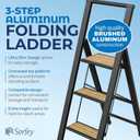 Step Ladder 3 Step Folding, Decorative - Beautiful Bamboo & Black Aluminum, Ultra Slim Profile, Anti Slip Steps, Sturdy-Portable for Home, Office, Kitchen, Photography Use,by SORFEY