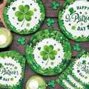 150Pcs St Patrick's Day Paper Plates and Napkins Serve 50, Green Shamrock Paper Plates Dinner Dessert St Patricks Day Napkins, Disposable Party Decorations, Irish Party Supplies Themed Tableware Set
