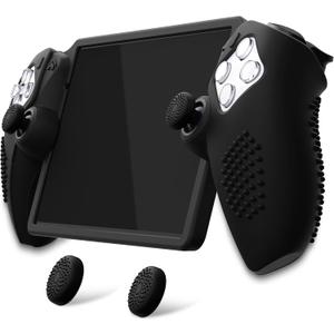PlayVital Design for PS Portal Silicone Protective Case with Thumb Grips  Enhanced Grip Comfort | Anti-Slip 3D Studded Design | Full Protection Black