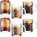 Maxcheck 6 Pack 12 oz Christmas Hot Chocolate Mugs Gingerbread Glass Coffee Cups Xmas Gifts Bulk Clear Drinking Glasses with Handle for Xmas Party Supplies Decorations