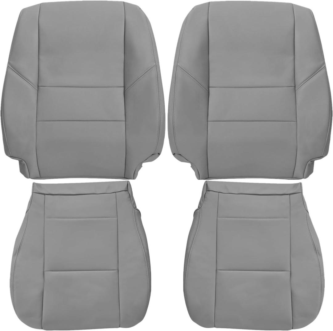 NLQR Gray Front Driver and Passenger Side Bottom and Top Lean Back Replacement Microfiber Leather Seat Covers Compatible with Toyota Sequoia Tundra 2000 2001 2002 2003 2004 2005 2006