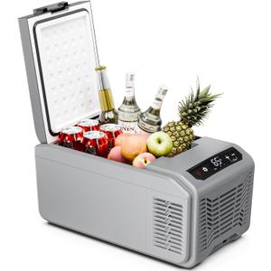 Antarctic Star Car Refrigerator, 12 Volt Car Fridge, 16 QT Portable Freezer Compressor Electric Cooler For Car, Control Panel with Lock, -4-68 12V DC & 100V AC for Car/RV/Camping/Travel (Grey)