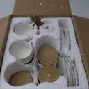 BTaT- Tea Cups and Saucers with Gold Trim, Set of 12, 8oz, White Porcelain Tea Cups