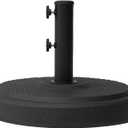 Helios&Hestia 46 lb Round Plastic Prefilled Cement Outdoor Umbrella Base, Heavy Duty Concrete Stand Weight for Patio Market Table Umbrella, Black