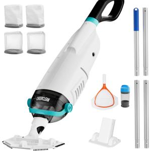 3-in-1 Cordless Handheld Pool Vacuum Kit-20GPM Real Suction,60min Run-Time,40m Fine Mesh Filter,Aluminum Pole &Swivel Head,Leaf Net&Floating Dispenser for Hot Tubs,Inground&Above Ground Pools-Green