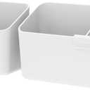 loukin Magnetic & Adhesive Dry Erase Marker Holder with Divider, 1 Small + 1 Mini, Magnetic Storage Organizer for Whiteboard or Refrigerators (White)