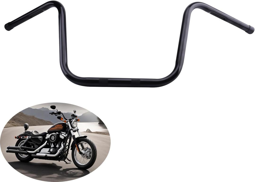 12'' Rise,1'' Wide Handlebar Ape Hanger,34-1/2'' Width For Harley Softail,Softail Springer,Bad Boy,Heritage Springer, Golss black
