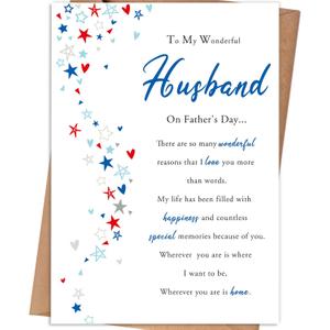 2 x Father's Day Cards for Husband, Fathers Day Card Gifts for Husband from Wife, Father's Day Card Gifts for Hubby, Fathers Day Decorations