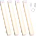 4Pcs Under Cabinet Lights, 12inch LED Closet Light USB Charging Motion Sensor Closet Lamp Indoor Under Counter Magnetic Lights for Kitchen,Bedroom,Wardrobe,Hallway, Stairs.(Warm Light)