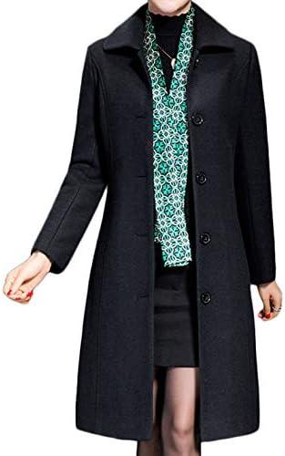 Jenkoon Women's Wool Trench Coat Winter Long Thick Overcoat Walker Coats, Size M