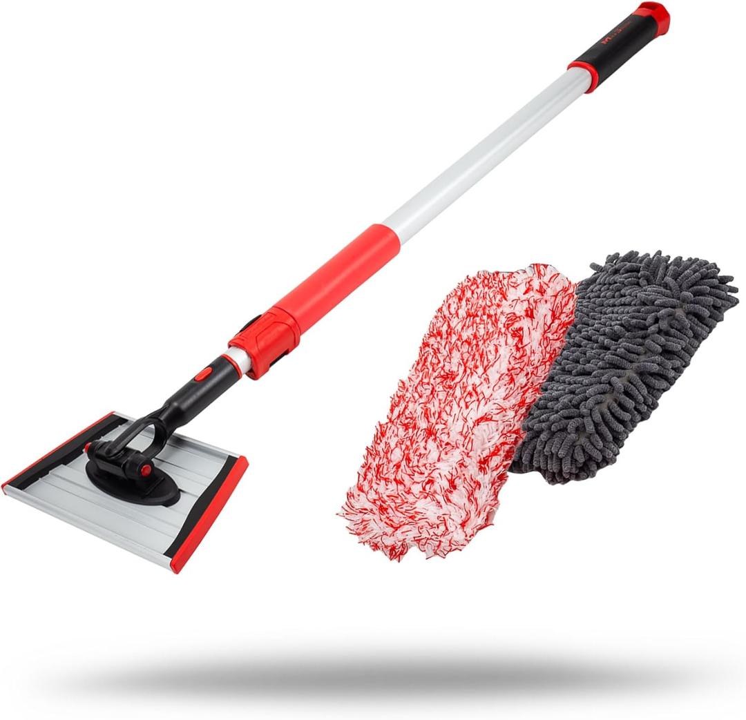 Maxshine IncrediStick Car Wash Stick Wash Mitt  Extends to 4ft with Lightweight Aluminum Handle  Includes Microfiber & Chenille Covers  Compact Design, Cleaning Tool for Cars, Trucks & RVs