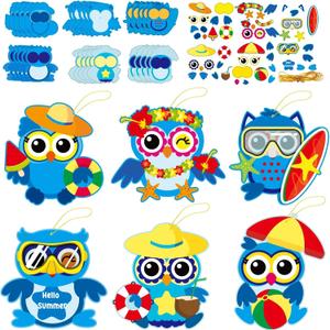 chiazllta 30 PCS Summer Craft Kits Kids DIY Hawaii Aloha Owl End of School Year Craft Preschool Art Craft, Make Your Own Bulk Set for Home Classroom Day-Care Game Activities Summer Party Favors