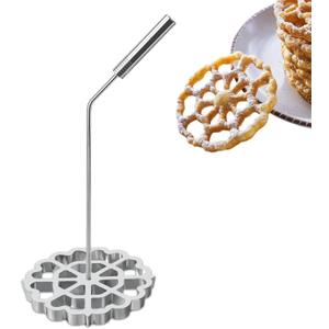 Bunuelos Mold with Handle,Rosette Timbale Iron Set Aluminum Waffle Molds with Handle,Funnel Cake Ring,Molde Para Buuelos De Viento Maker Mexicanos,Rosette Cookie Cutter Tool