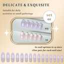 Cat Eye Press on Nails Short Almond - Light Purple & Nude Pink Shimmer Glossy French Tip Press on Nails for Gift, Soft Gel Press Stick on Nail with Nail Kit, Full Cover Reusable Acrylic Fake Nails Kit (60 Ounce (Pack of 1))