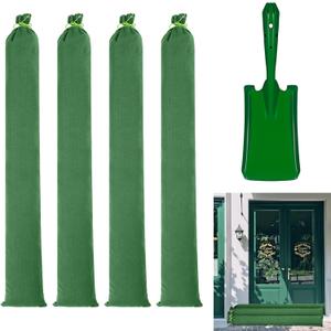 4Pcs Sand Bags for Flooding 4ft x 8in Flood Protection Sandbag Tube with Elastic Band Reusable Tube Floods Rain Wind Flood Barrier Barriers for Door Home Garage Protection