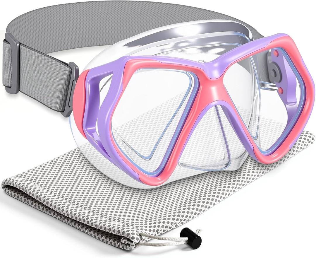 Fabbay Adults Youth Swimming Goggles with Nose Cover Fabric Stretchy Strap Diving Goggles Swim Waterproof Snorkel Mask, 6.69 x 3.54 x 4.33 inches