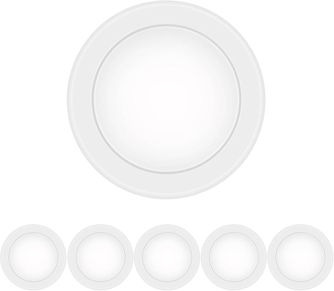 6 Pack 6 Inch LED Disk Light, Dimmable Flush Mount Ceiling Lights, Daylight 5000K, 15W 1100LM, CRI 90+, Low Profile Surface Mount Ceiling Disc Light, Wet Rated, Installs into Junction Box, ETL & FCC