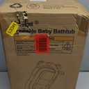 MoreFeel Collapsible Baby Bathtub for Newborn with Thermometer & 1 Hooded Towel & 1 Soft Floating Cushion,Portable Travel Bathtub with Drain Hole, Durable Foldable Baby Tubs for Infants to Toddler (Grey)