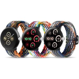 BlackPro Nylon Bands Compatible with Google Pixel Watch Bands/Google Pixel Watch 2/Pixel Watch 4/3 41mm Band for Women Men, Adjustable Stretchy Braided Straps with Upgraded Connector for Pixel Watch Bands