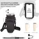 &And Per Se Water Bottle Shoulder Bag with Phone Pocket, Compatible with Stanley 30oz Tumblers - Neoprene Carrier with Adjustable Strap & Charm Accessory (Black)