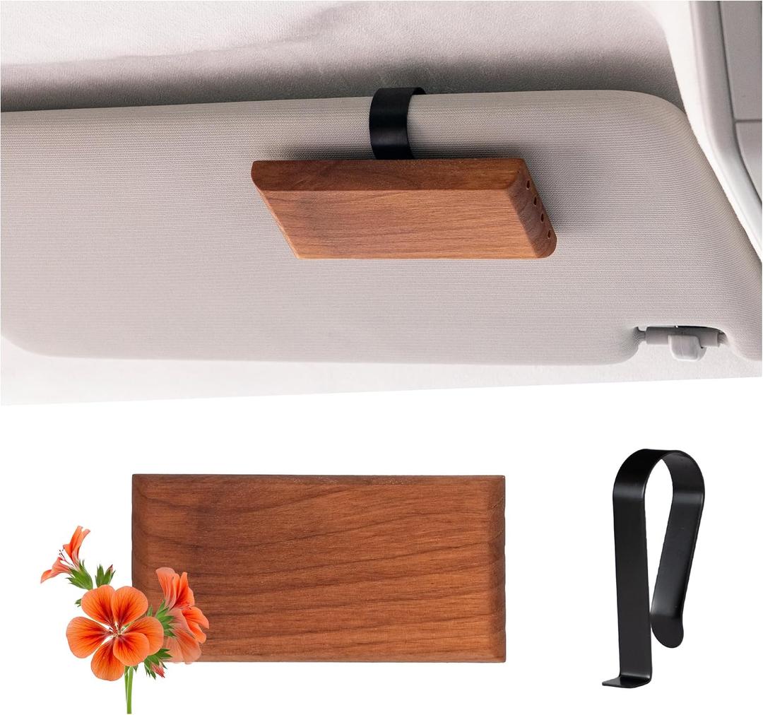 3 x Yuoyar Wood Car Scents Air Freshener Visor Clips Diffuser Odors Eliminator (Tuberose-scented, 1 Pack)