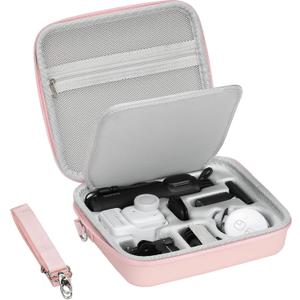 AMAZEAR Carry Case for Insta360 Go Ultra Accessories, Insta 360 Go-Ultra Portable Travel Bag with Shoulder Strap Hard Case for Protection, Organization, and Storage, Water-Resistance, Pink