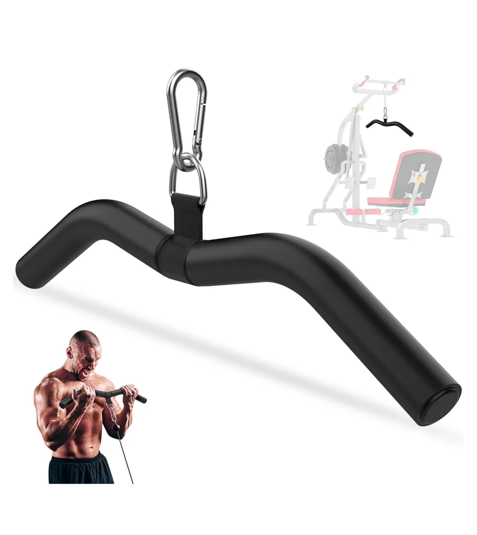 LAT Pulldown Bar Attachments for Pulley Cable Machine, Single D-Handle Tricep Press Down Bar with Rubber Handle, D Handle Cable Accessories for Gym