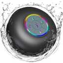 Bluetooth Shower Speaker with LED Portable Wireless Mini Speaker with Mic & Suction Cup, IPX4 Water Resistant for Shower, Travel, Pool, River Floating, and Outdoor Fun (Black)