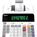 CATIGA 12 Digit Thermal Printing Calculator with Tape Print Out, Ink-Free Adding Machine, 5X Faster, Quieter at 8.0 LPS, Extra Large Fluorescent Display, Tax Calculation with Clock and Calendar, SP-2401