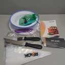 RFAQK 64PCs Cake Decorating Kit with Leveler, Baking Supplies Gift Includes Cake Stand Turntable, 24 Numbered Icing Tips, 30+1 Piping Bags, 2 Frosting Spatulas, 3 Scrappers, Video Course & Booklet (Blue)