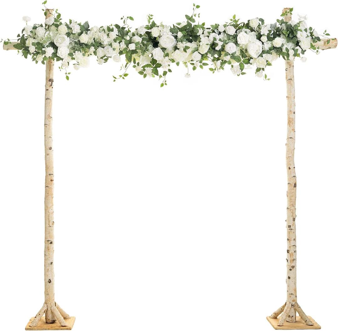 Ling's Moment Artificial Wedding Arch Flowers Swags Arrangement Set (Pack of 3) Floral for Ceremony Reception Rose Backdrop White Sage Green Evergreen Garland Arbor Decorations Outdoors Party Decor