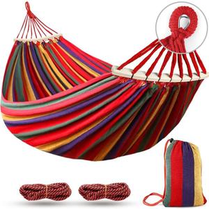 MOSFiATA Hammocks Portable Camping Hammock Upgraded 550lb Comfortable Fabric Hammock with Two Anti Roll Balance Beam and Sturdy Tree Straps for Camping, Patio, Backyard, Outdoor Grey