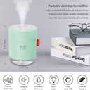 Green Portable Mini Humidifier, 500ml Small Cool Mist USB Desktop Humidifier for Baby Bedroom, Travel, Office, Home - Auto Shut-Off, 2 Mist Modes, Super Quiet