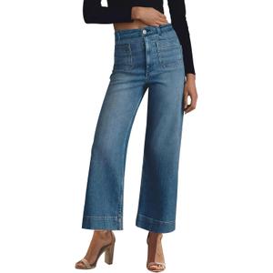 KUNMI Women's Wide Leg High Waisted Stretchy Straight Leg Jeans Baggy Loose Trendy Denim Pants (10, Wl001-blue)