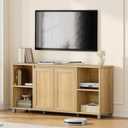 IDEALHOUSE Rattan TV Stand for 65" TVs, Natural Oak Media Console