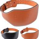 Leather Weight Lifting Belt, 4& 6Padded Lumbar Back Support, 10 Adjustable Holes, Gym Weight Belt Ideal for Deadlift, Powerlifting, Bodybuilding and Squat