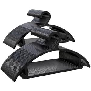 ABHENG 100 Pack Clothes Hangers, Non Slip Heavy Duty Plastic Hangers, Space Saving All-in-One Garment Hangers for Dresses Suits Jeans Knits, Hold Up to 11 LB Dry & Wet, 16.4" x 8.3",Black,UAPY08100B