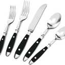Retro 20-Piece Silverware Set, Stainless Steel Cutlery Set, Vintage Flatware Set with Black Bakelite Handle, Dishwasher Safe| Service for 4
